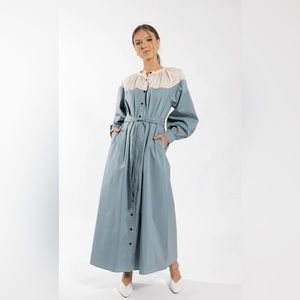 Maple & Cliff Colorblock Raincoat Midi Dress